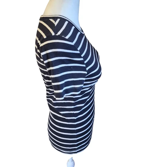 Petit Bateau Navy and White Striped Short Sleeve Tee - Picture 8 of 10